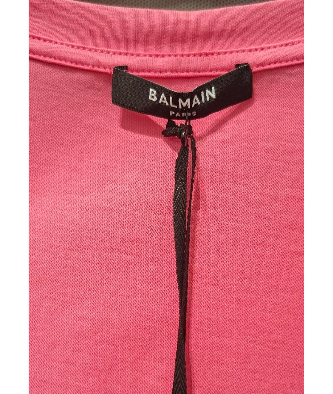 BALMAIN Розовая хлопковая футболка, фото 4