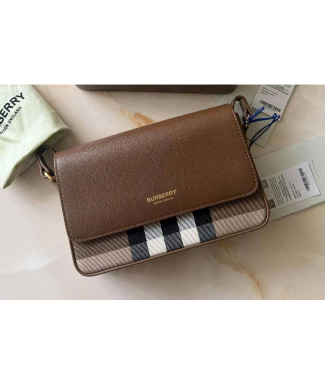 BURBERRY Коричневая кожаная сумка через плечо, фото 2