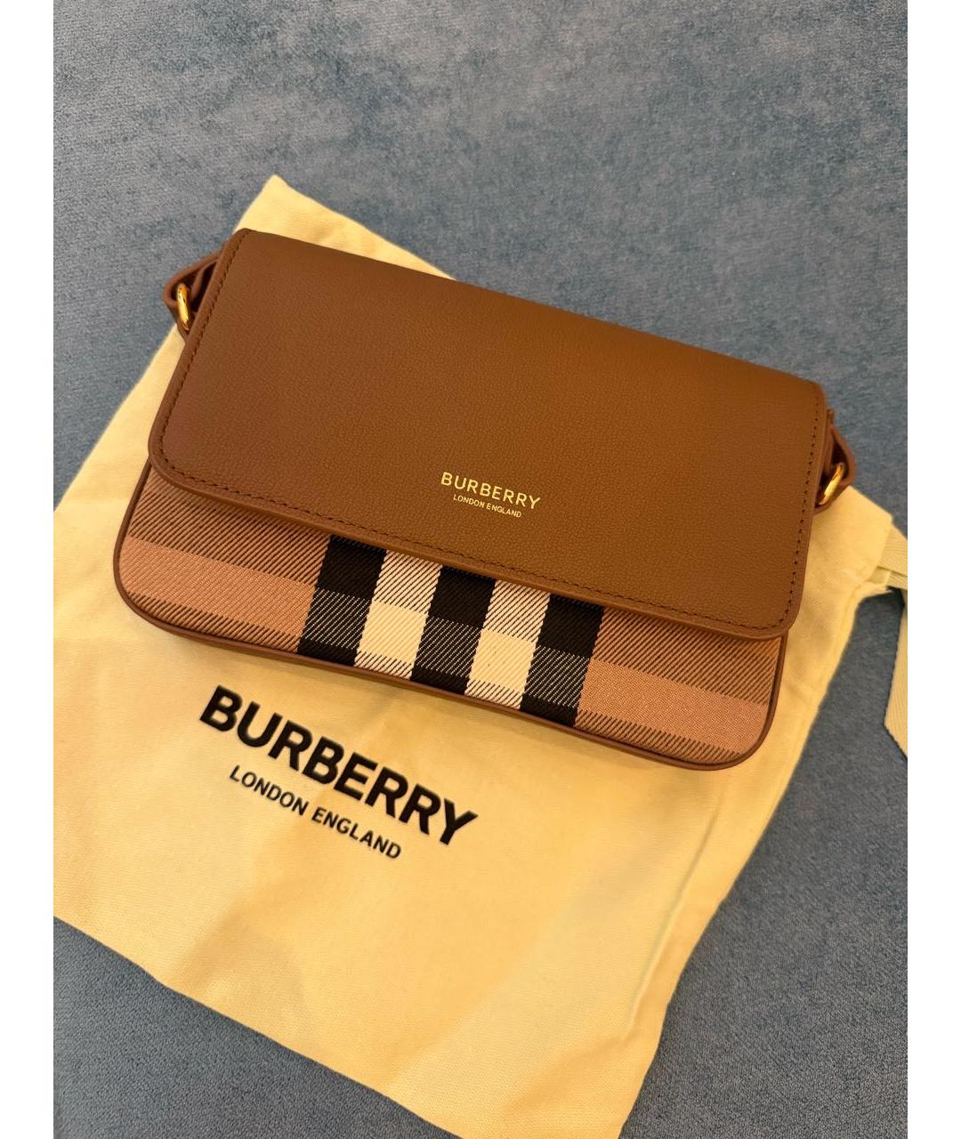 BURBERRY Коричневая кожаная сумка через плечо, фото 8