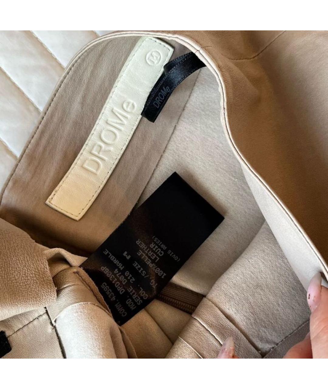 DROME Бежевая кожаная юбка мини, фото 2