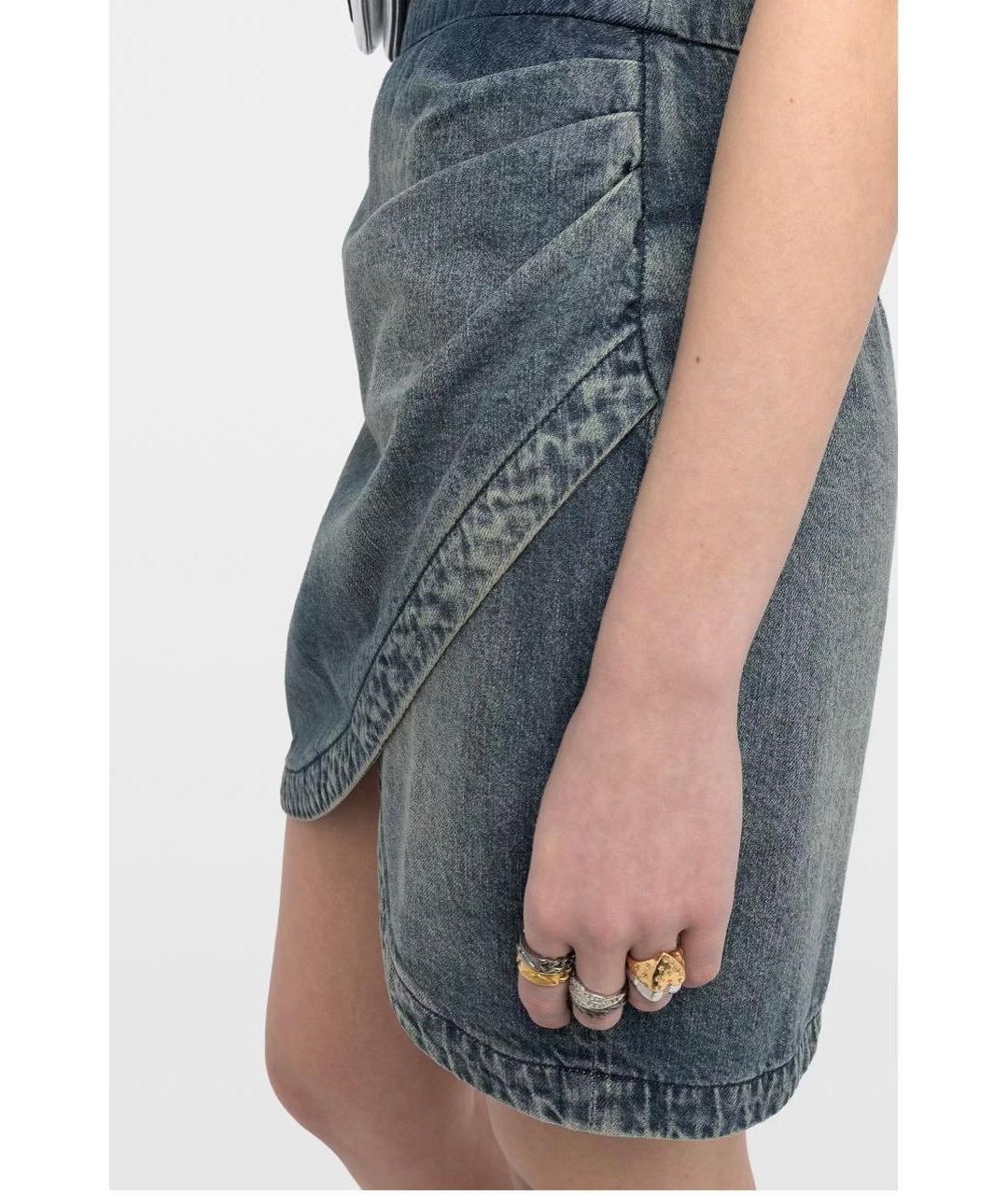 ZADIG & VOLTAIRE Синяя деним юбка мини, фото 4