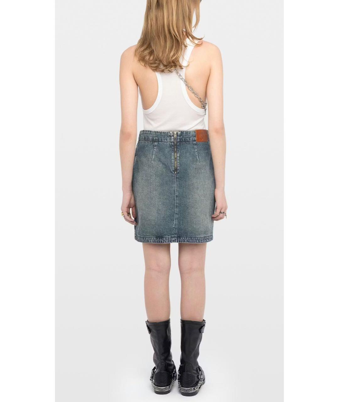 ZADIG & VOLTAIRE Синяя деним юбка мини, фото 2