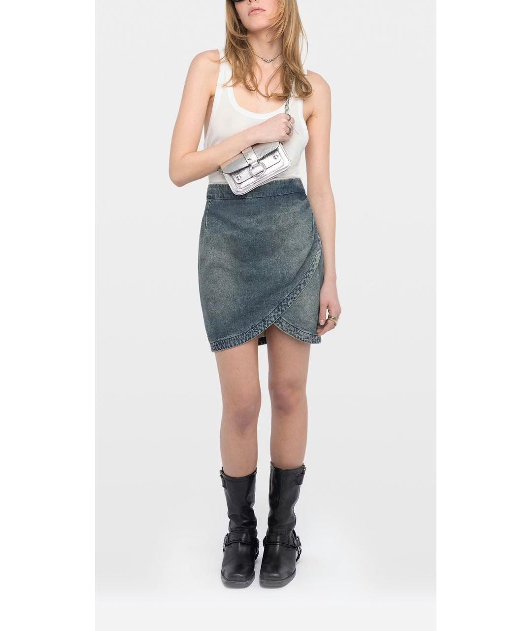 ZADIG & VOLTAIRE Синяя деним юбка мини, фото 3