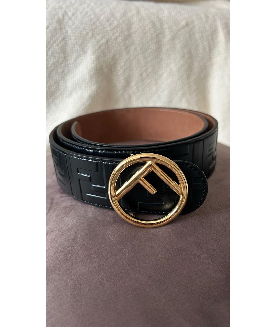 FENDI Черный кожаный ремень, фото 2