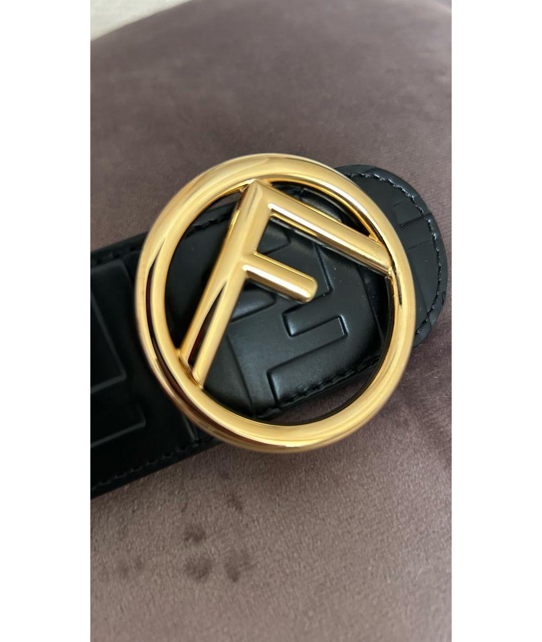 FENDI Черный кожаный ремень, фото 3