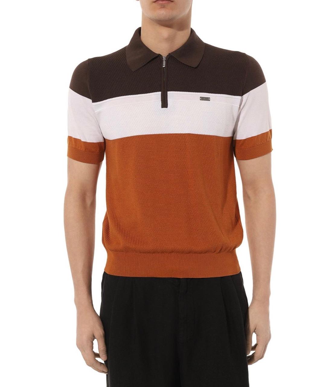 ZILLI Коричневое хлопковое поло с коротким рукавом, фото 3