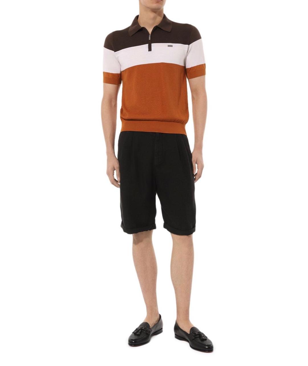 ZILLI Коричневое хлопковое поло с коротким рукавом, фото 2