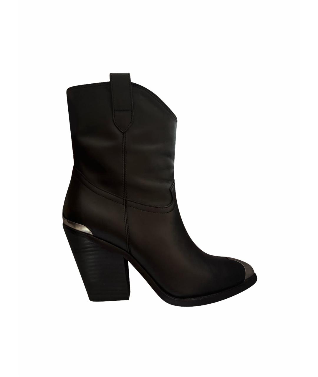 ASH Черные кожаные полусапоги, фото 1