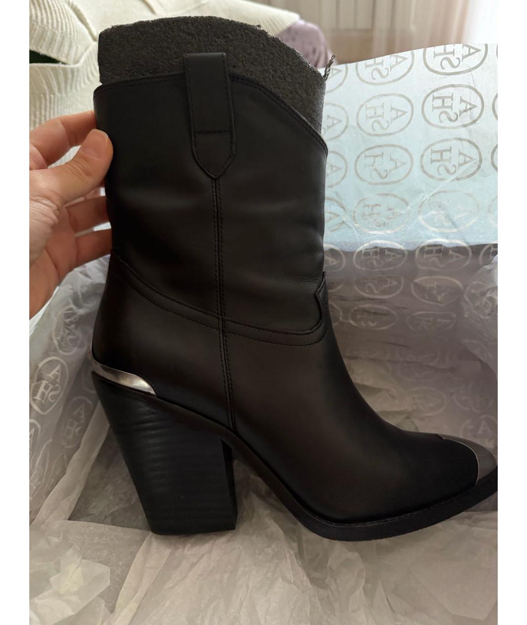 ASH Черные кожаные полусапоги, фото 9