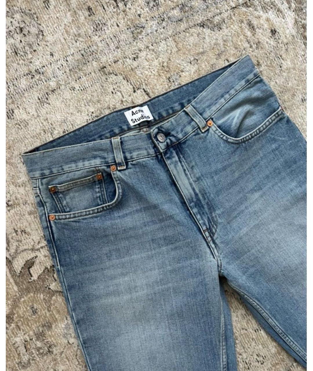 ACNE STUDIOS Синие хлопковые прямые джинсы, фото 3