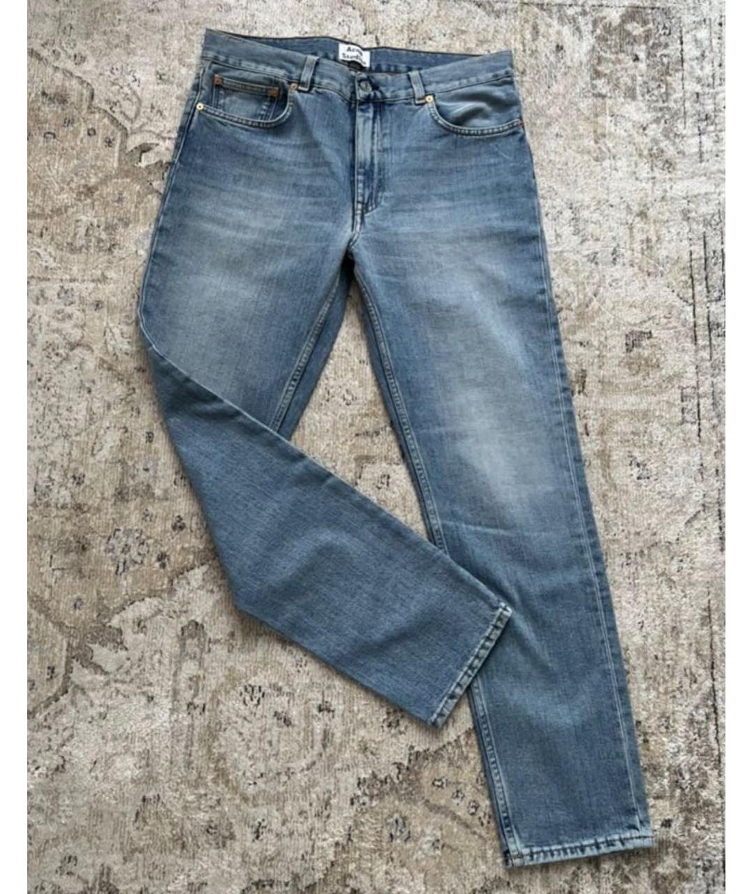 ACNE STUDIOS Синие хлопковые прямые джинсы, фото 2
