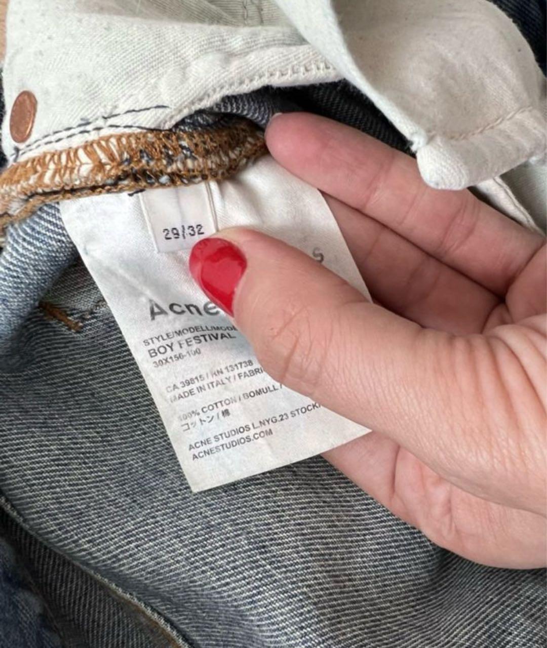 ACNE STUDIOS Синие хлопковые прямые джинсы, фото 4