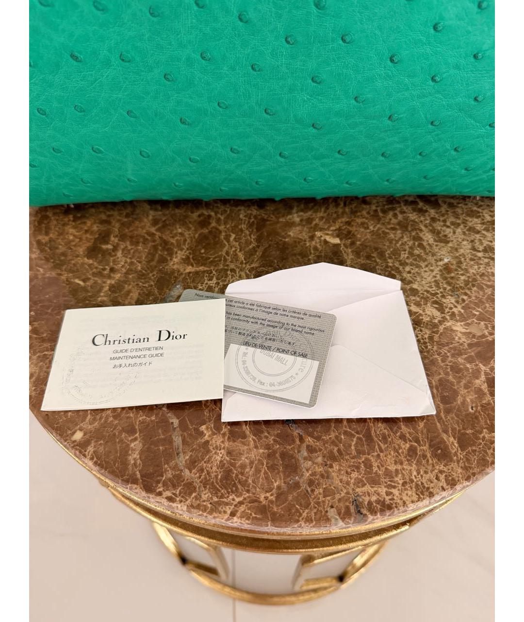 CHRISTIAN DIOR Зеленая сумка с короткими ручками из экзотической кожи, фото 7