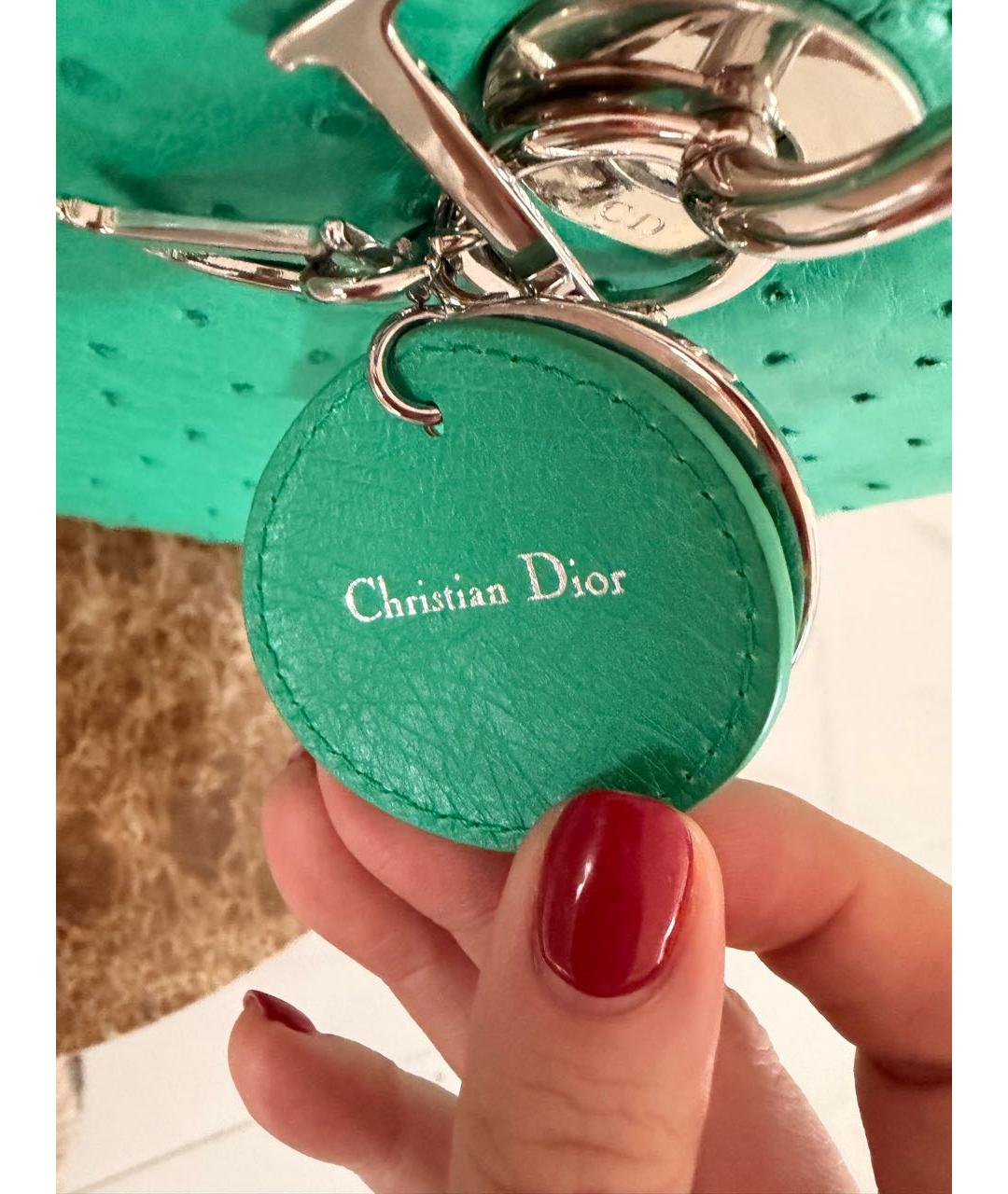 CHRISTIAN DIOR Зеленая сумка с короткими ручками из экзотической кожи, фото 8