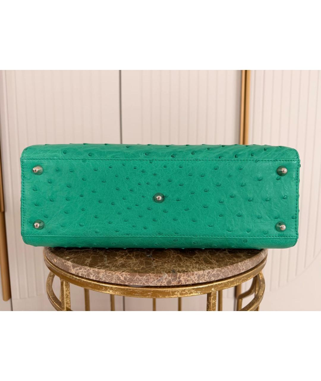 CHRISTIAN DIOR Зеленая сумка с короткими ручками из экзотической кожи, фото 4