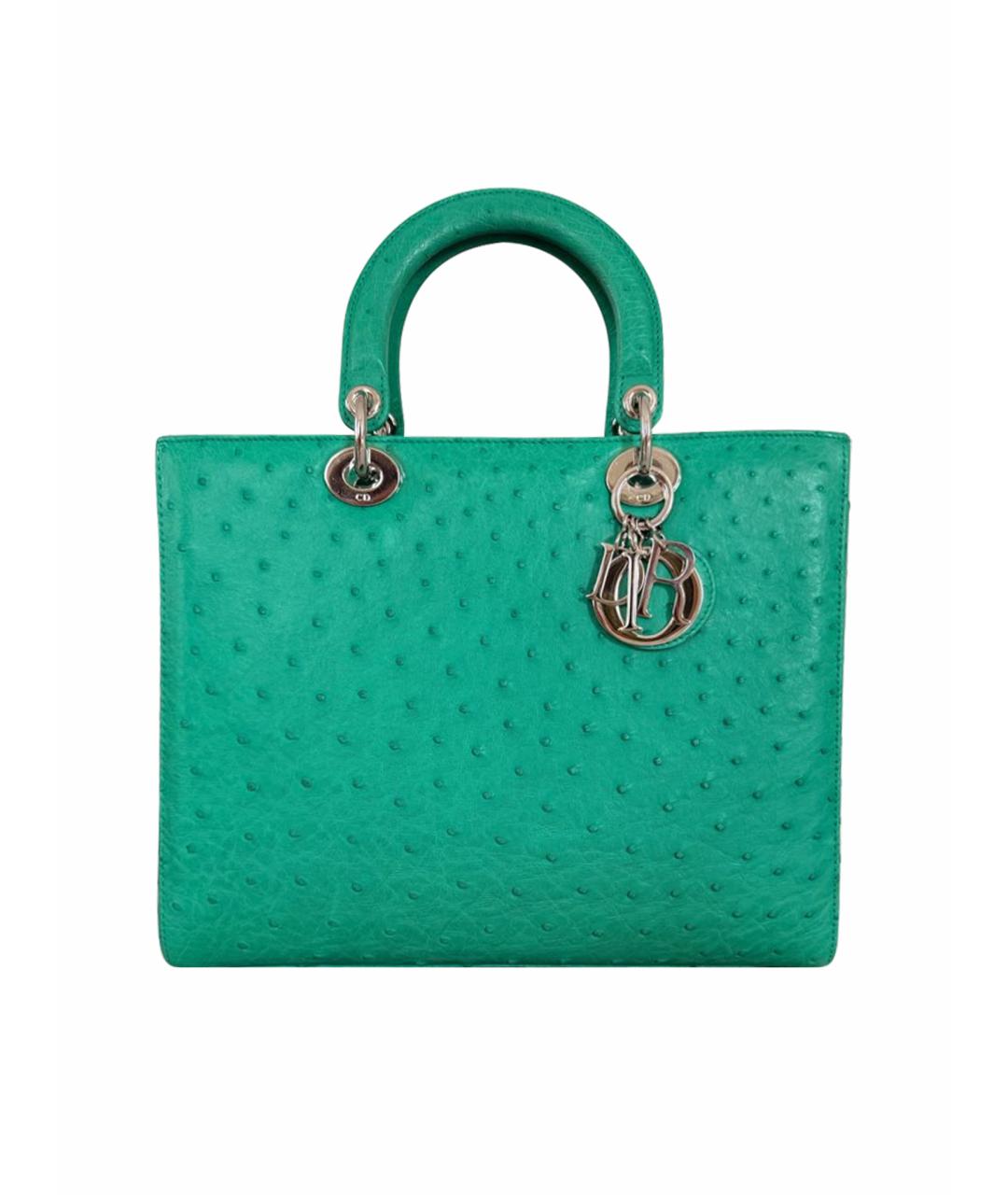 CHRISTIAN DIOR Зеленая сумка с короткими ручками из экзотической кожи, фото 1
