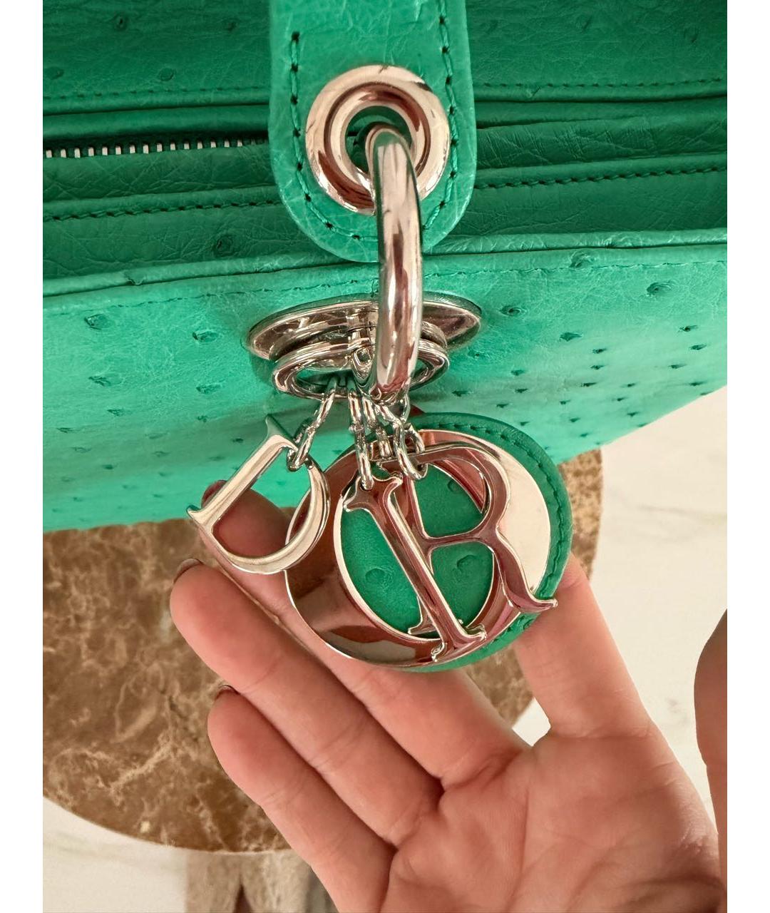 CHRISTIAN DIOR Зеленая сумка с короткими ручками из экзотической кожи, фото 5