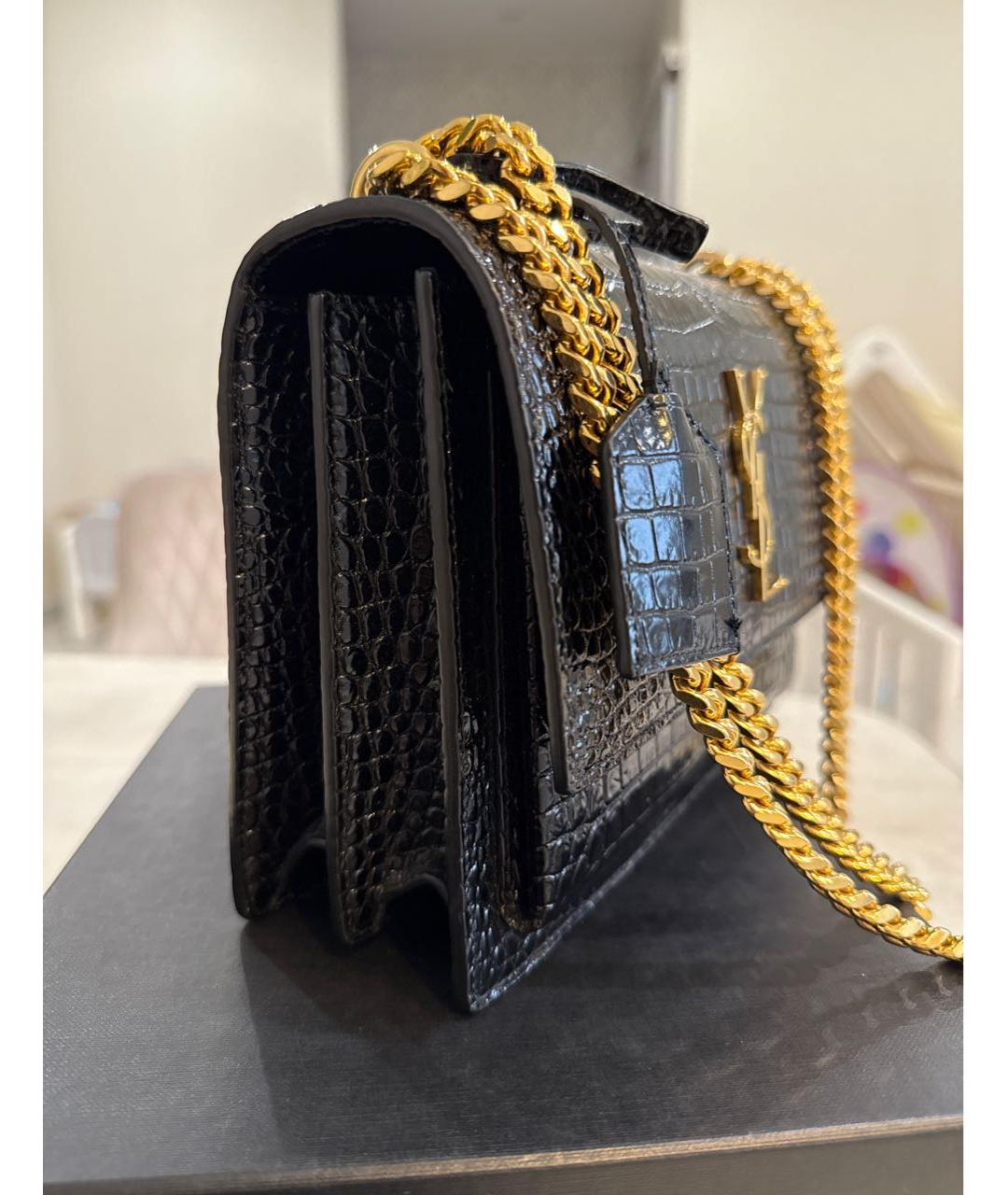 SAINT LAURENT Черная кожаная сумка через плечо, фото 8