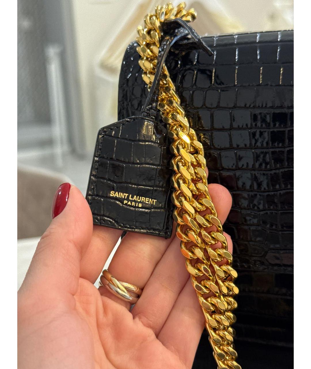 SAINT LAURENT Черная кожаная сумка через плечо, фото 6