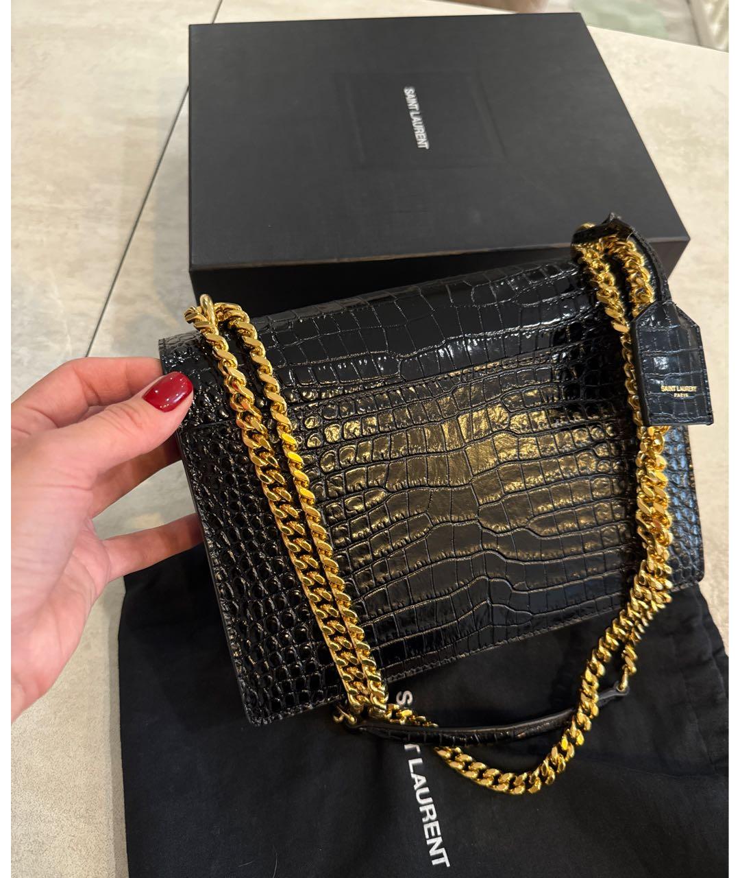 SAINT LAURENT Черная кожаная сумка через плечо, фото 4