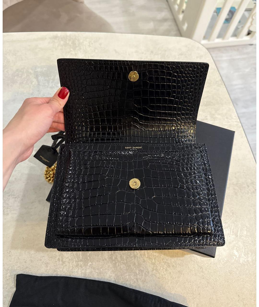 SAINT LAURENT Черная кожаная сумка через плечо, фото 7