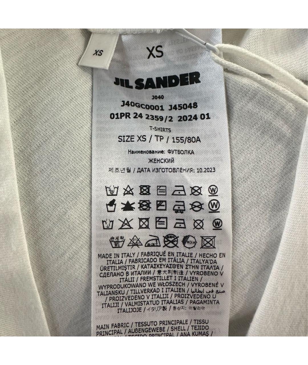 JIL SANDER Белая хлопковая футболка, фото 5