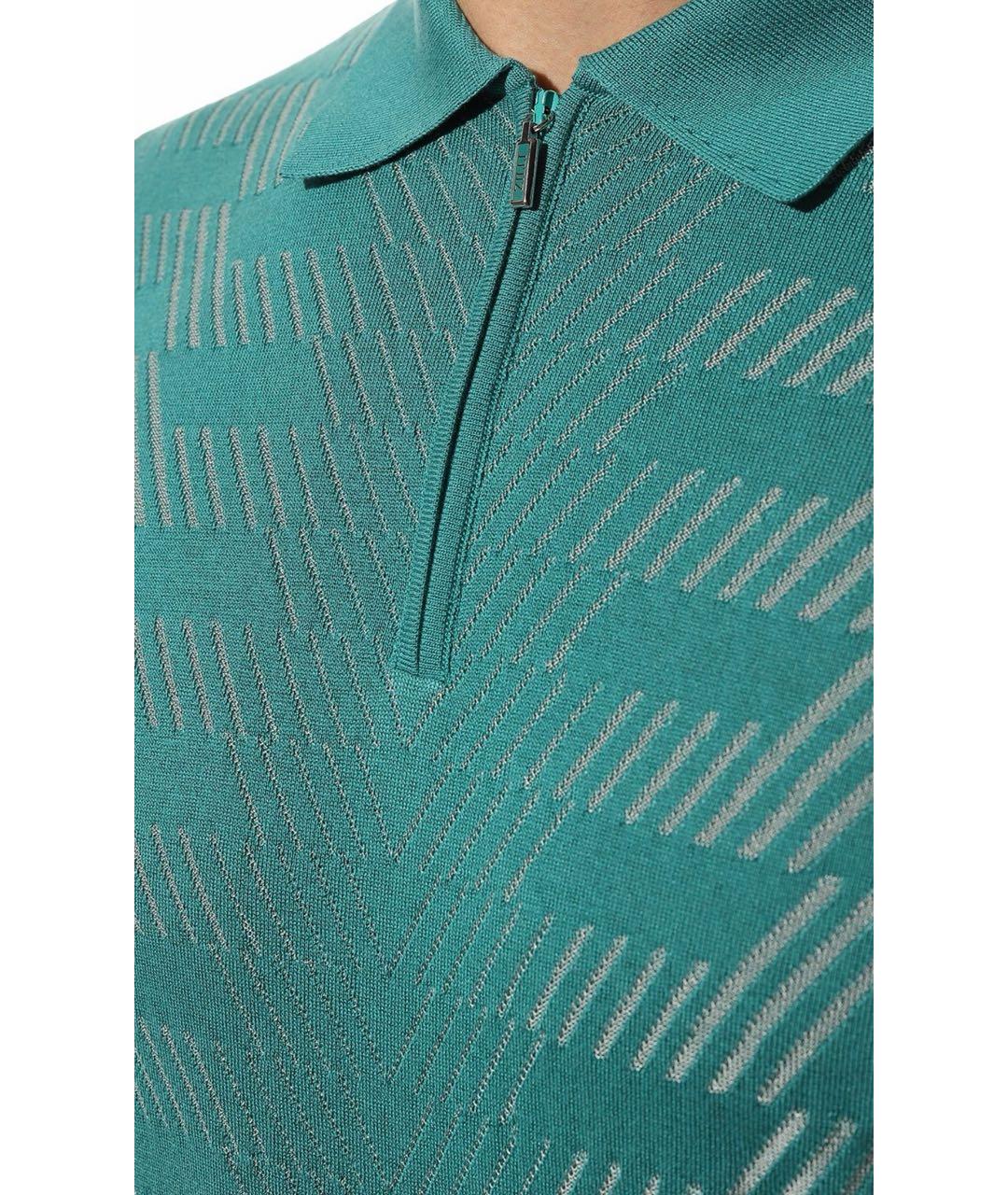 ZILLI Бирюзовое хлопковое поло с коротким рукавом, фото 4