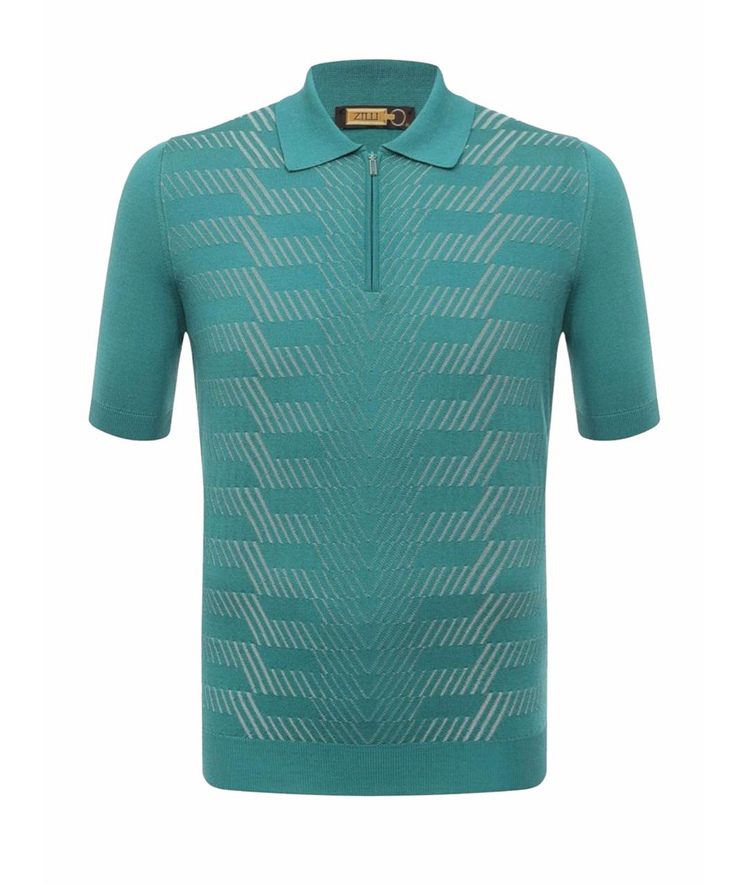 ZILLI Бирюзовое хлопковое поло с коротким рукавом, фото 6