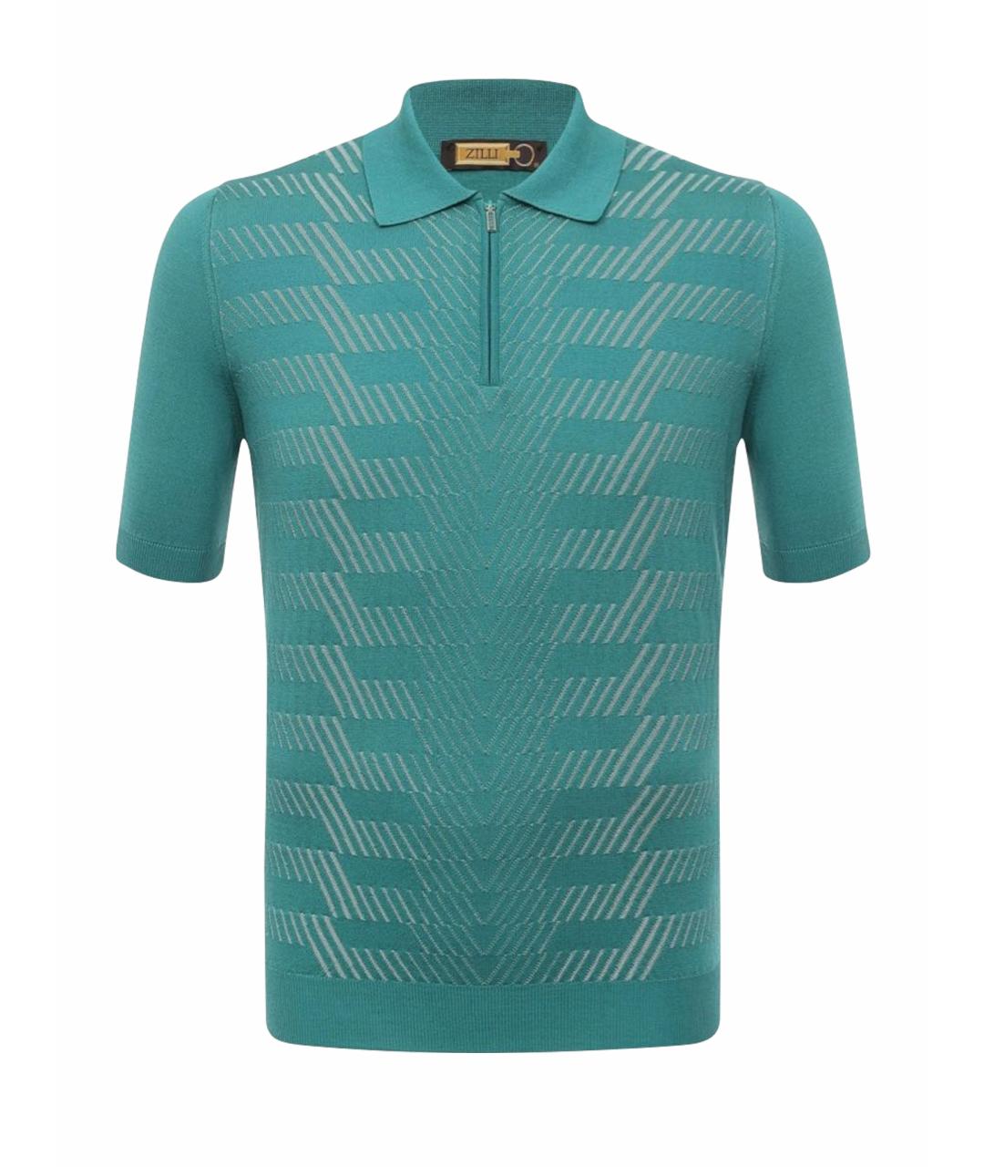ZILLI Бирюзовое хлопковое поло с коротким рукавом, фото 1