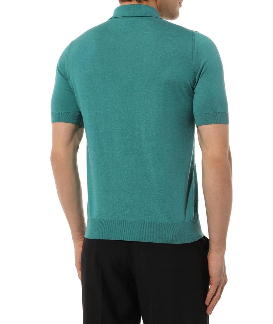 ZILLI Бирюзовое хлопковое поло с коротким рукавом, фото 3