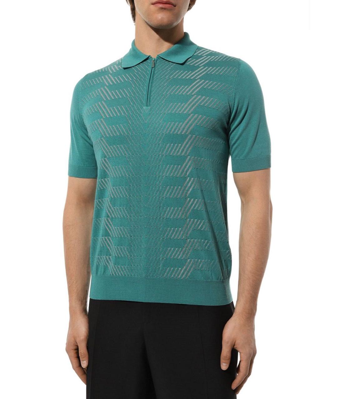 ZILLI Бирюзовое хлопковое поло с коротким рукавом, фото 2