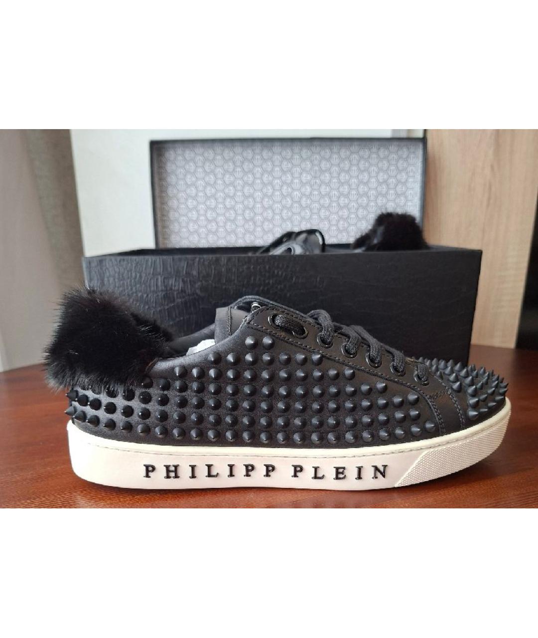 PHILIPP PLEIN Черные кожаные кеды, фото 7