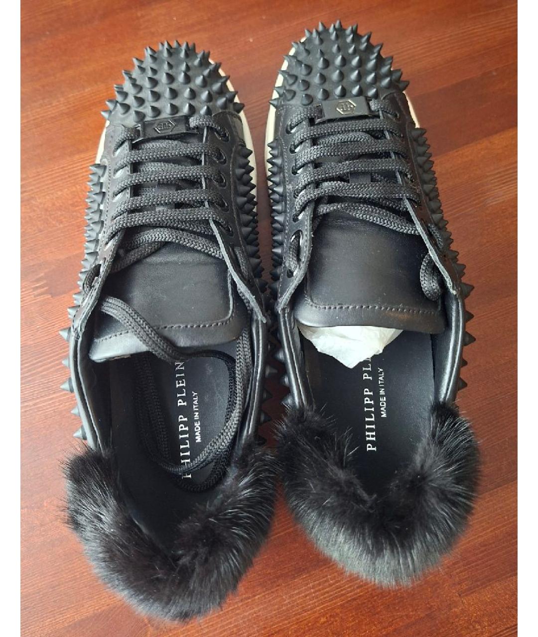 PHILIPP PLEIN Черные кожаные кеды, фото 3