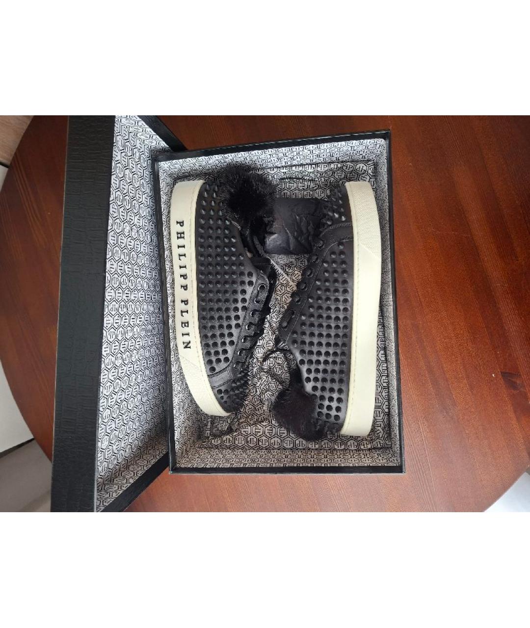 PHILIPP PLEIN Черные кожаные кеды, фото 6