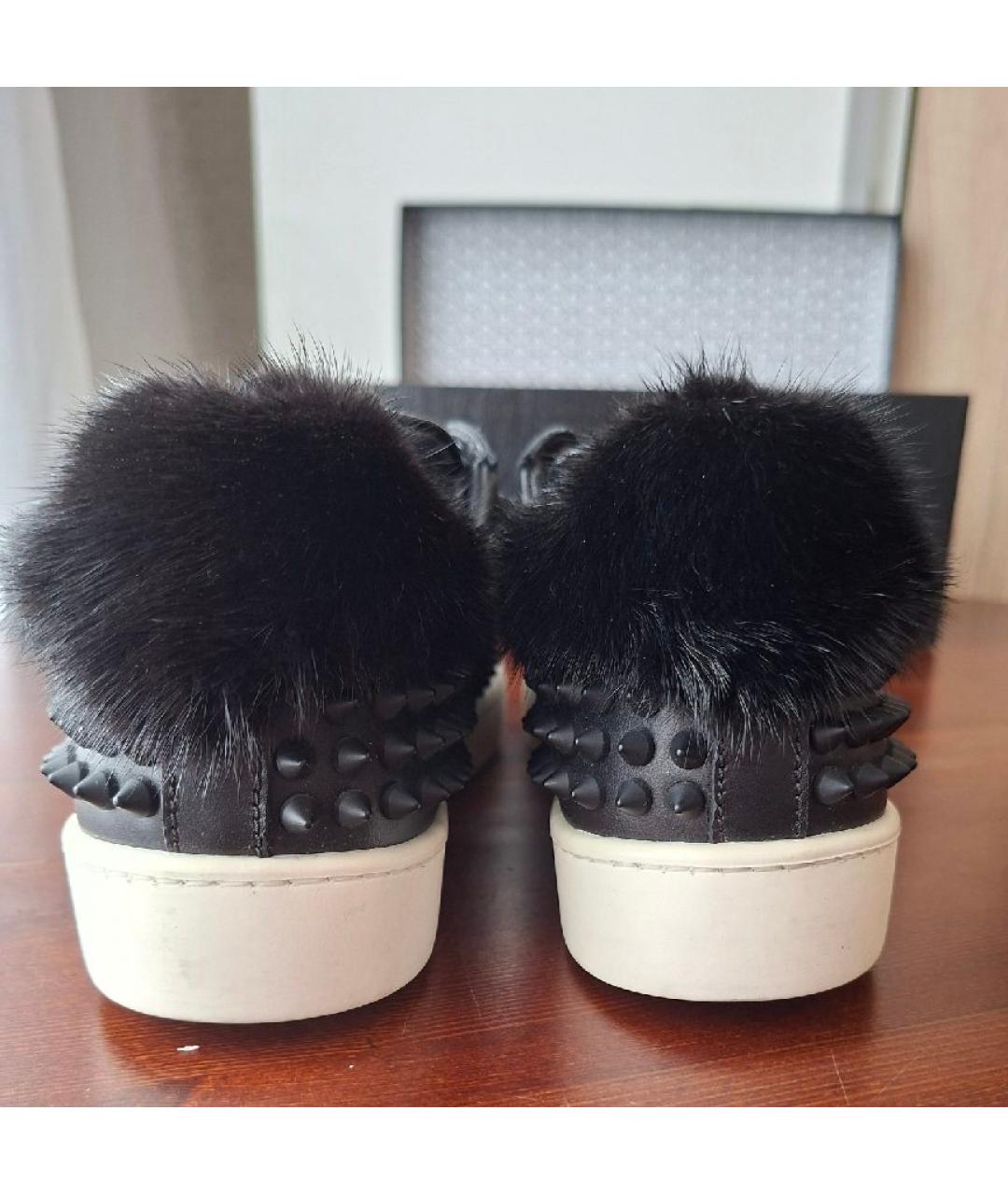 PHILIPP PLEIN Черные кожаные кеды, фото 4