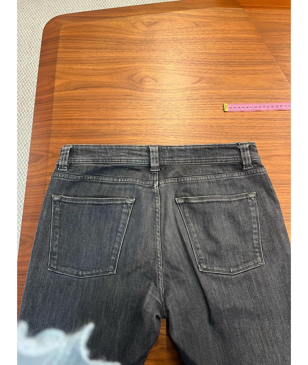 LORO PIANA Антрацитовые хлопковые прямые джинсы, фото 3