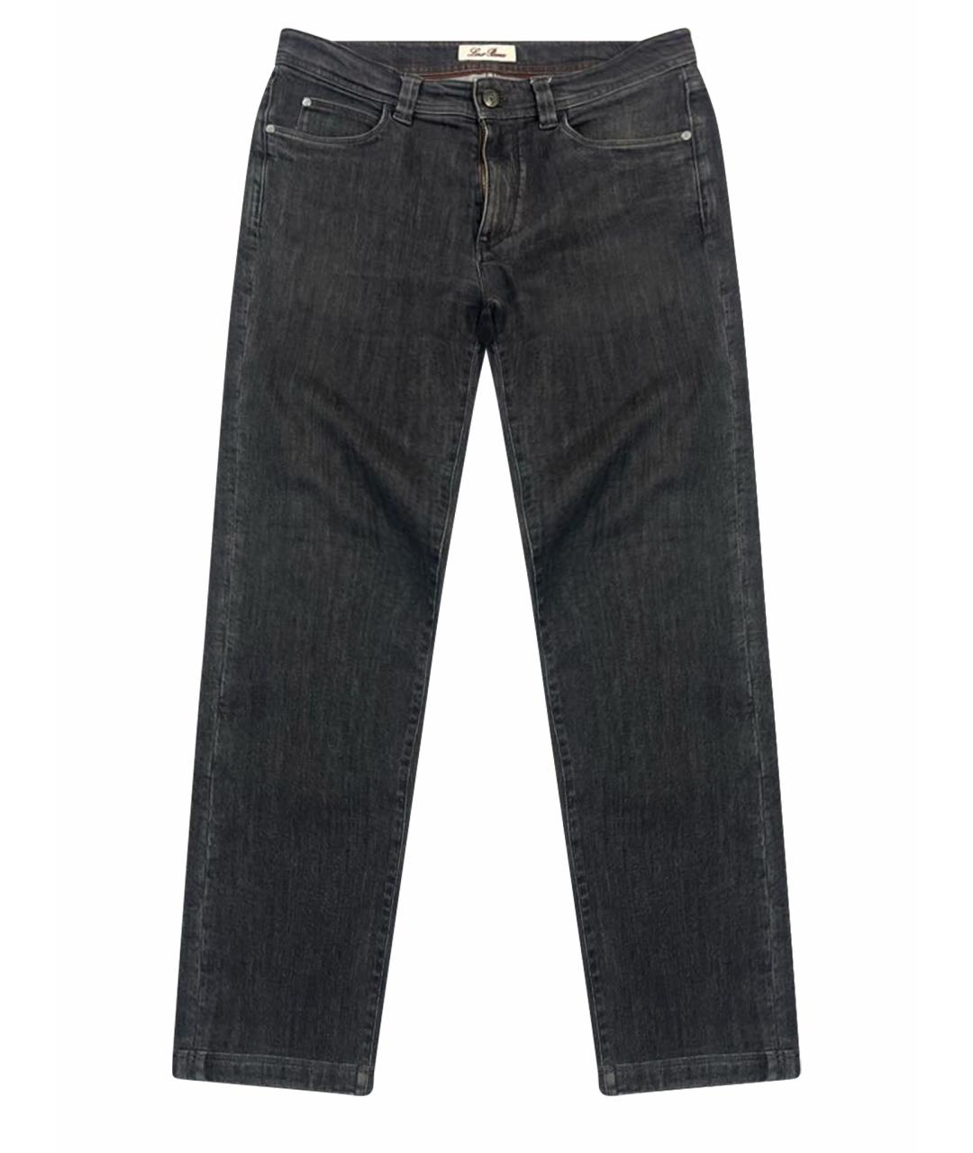 LORO PIANA Антрацитовые хлопковые прямые джинсы, фото 1