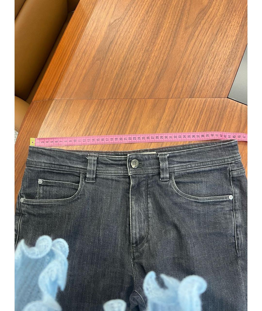 LORO PIANA Антрацитовые хлопковые прямые джинсы, фото 7