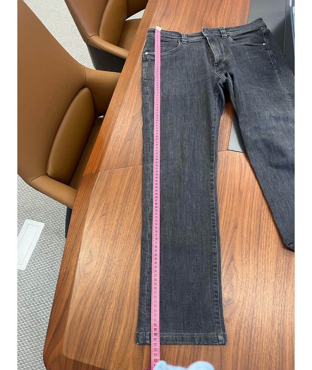 LORO PIANA Антрацитовые хлопковые прямые джинсы, фото 5