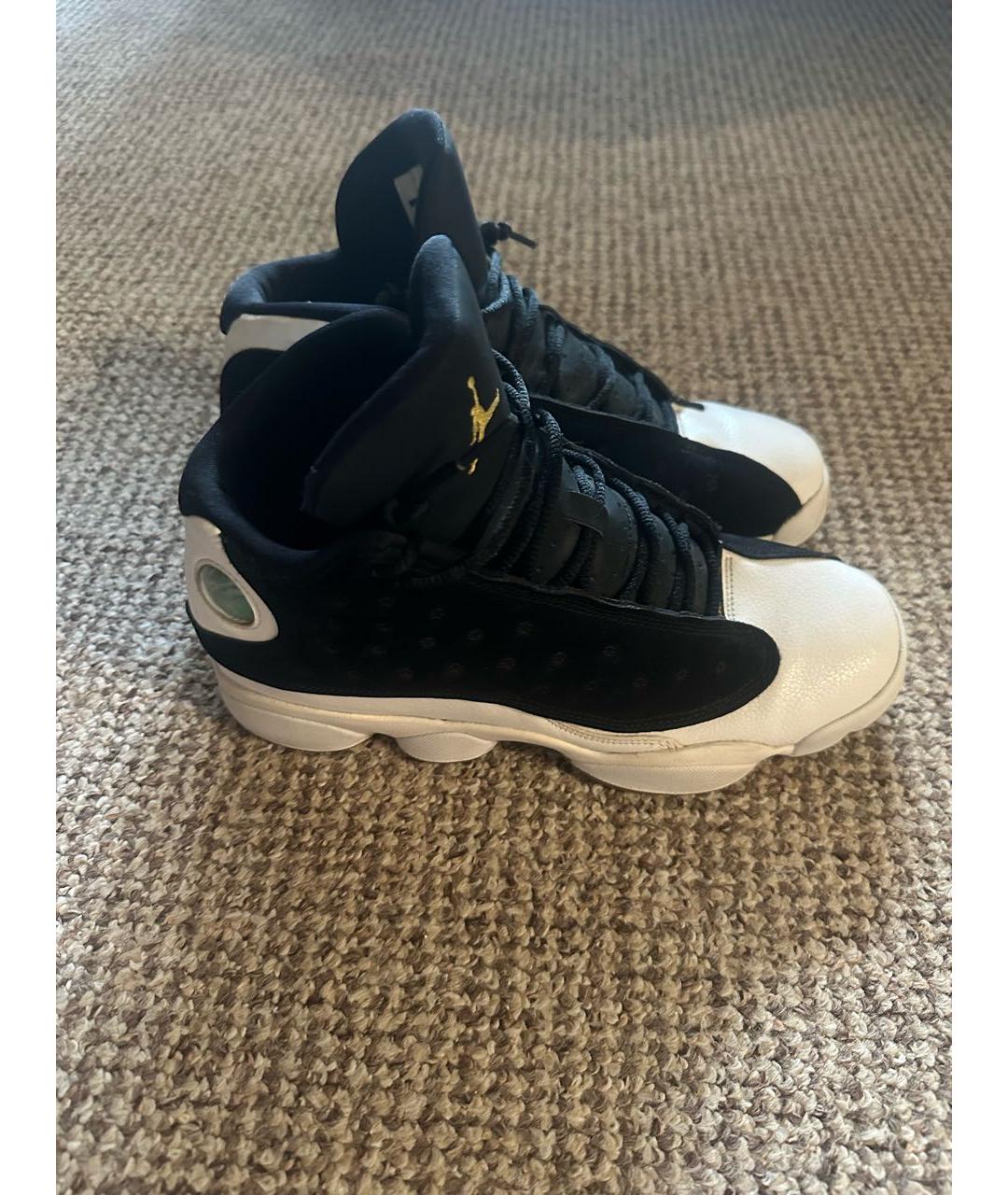 JORDAN Черные кожаные высокие кроссовки / кеды, фото 6