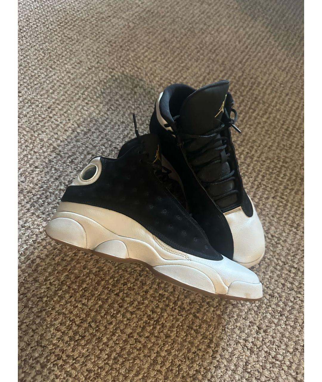 JORDAN Черные кожаные высокие кроссовки / кеды, фото 2