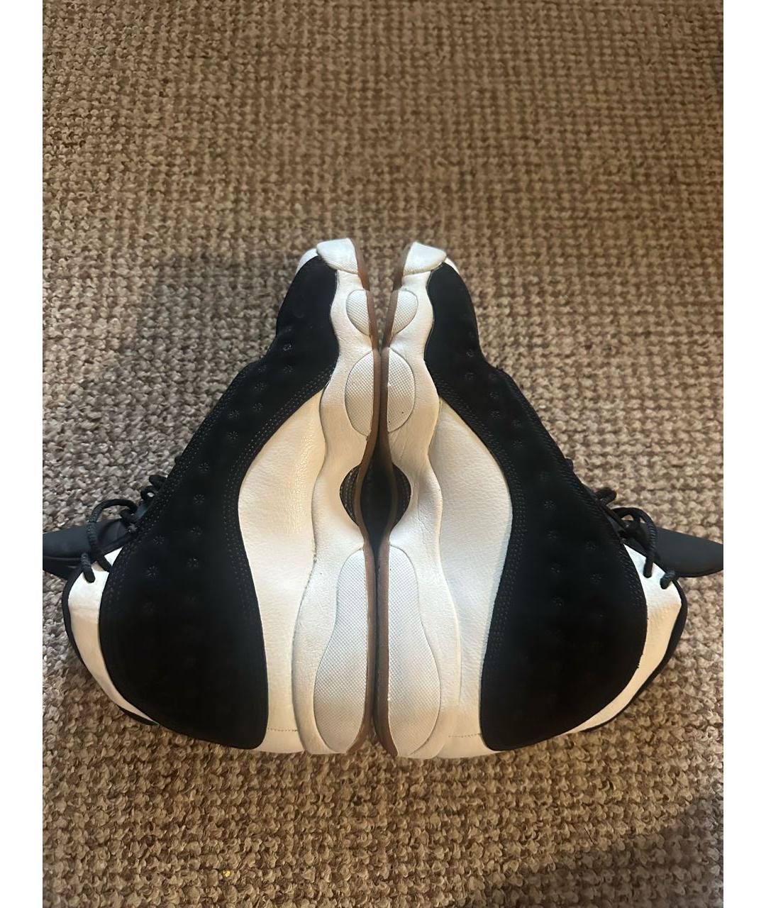 JORDAN Черные кожаные высокие кроссовки / кеды, фото 9