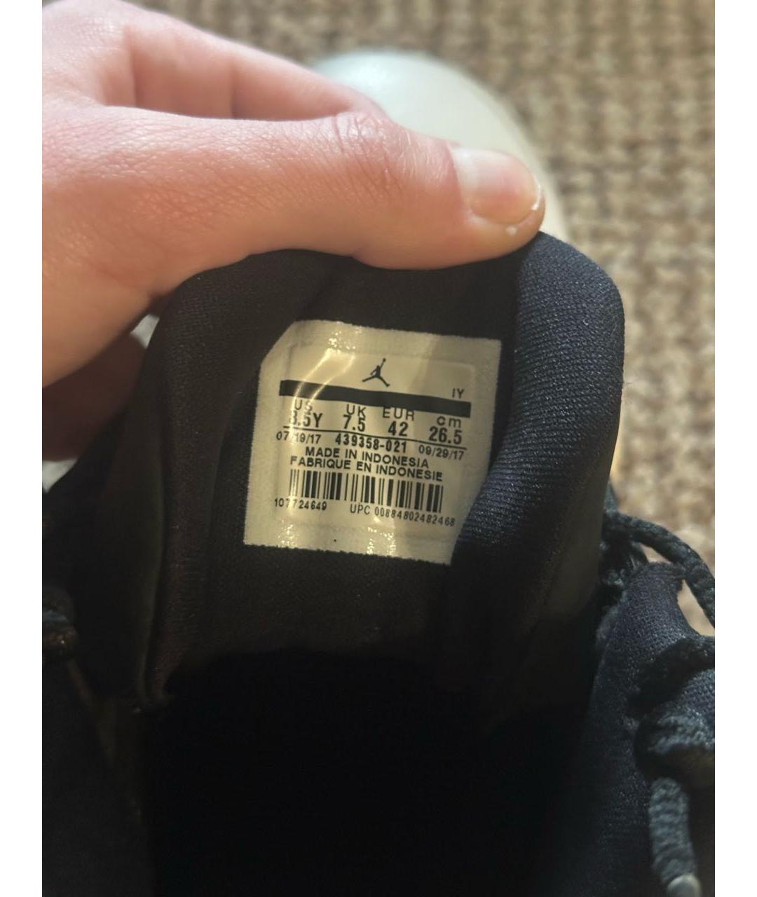 JORDAN Черные кожаные высокие кроссовки / кеды, фото 8