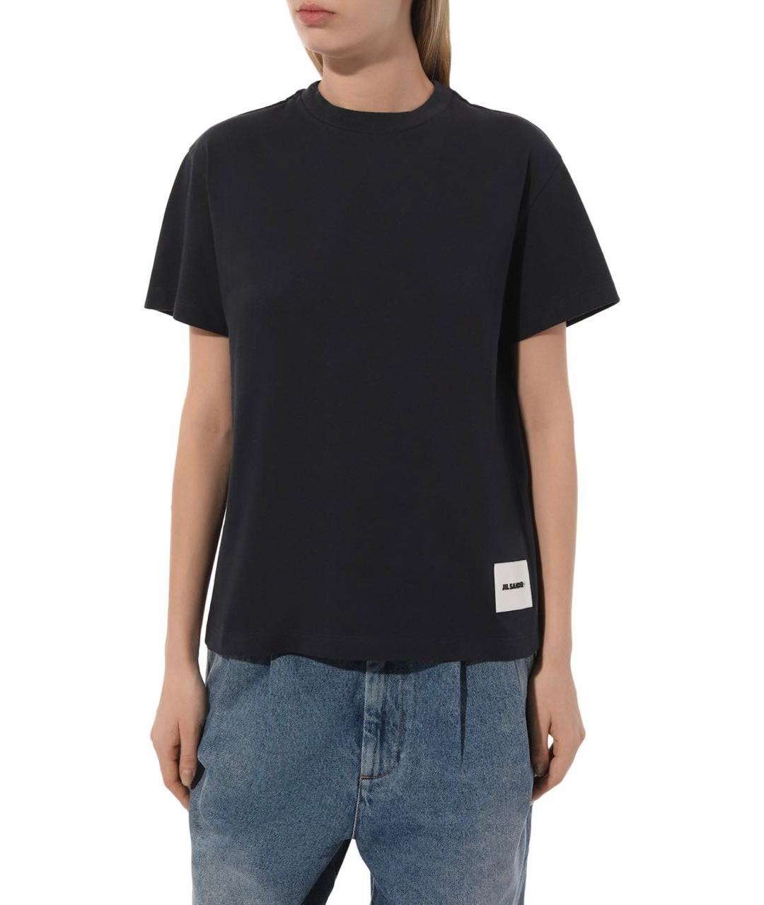 JIL SANDER Темно-синяя хлопковая футболка, фото 7