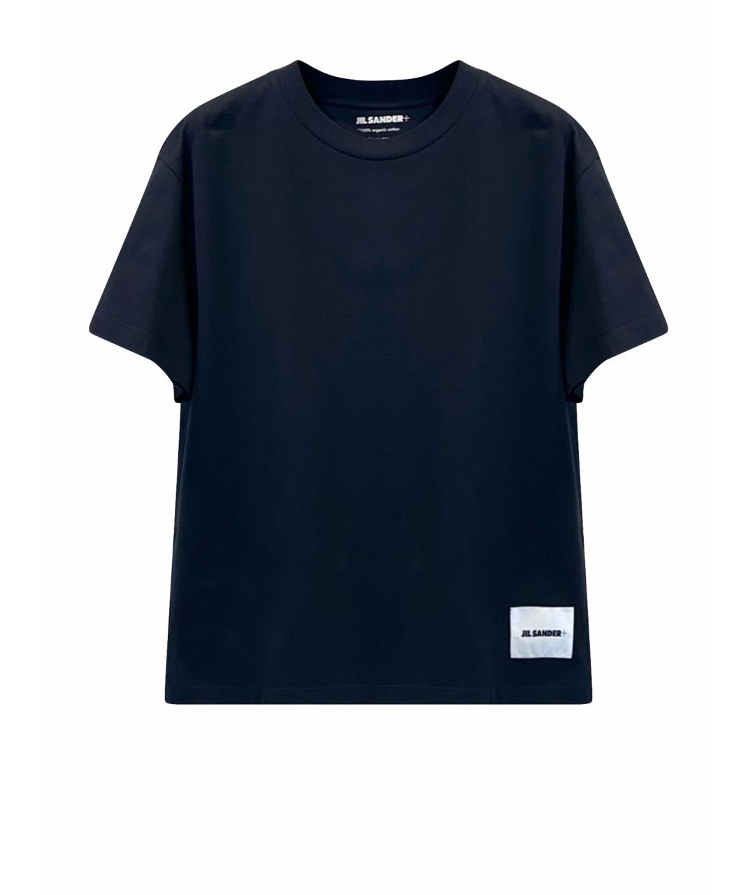 JIL SANDER Темно-синяя хлопковая футболка, фото 1