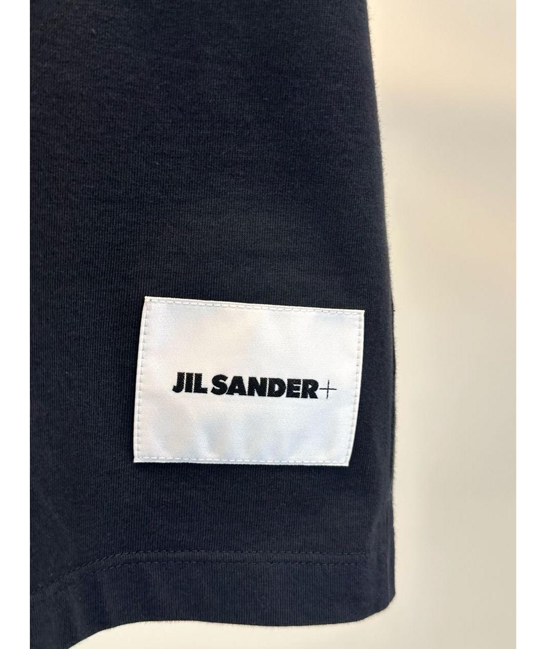 JIL SANDER Темно-синяя хлопковая футболка, фото 4