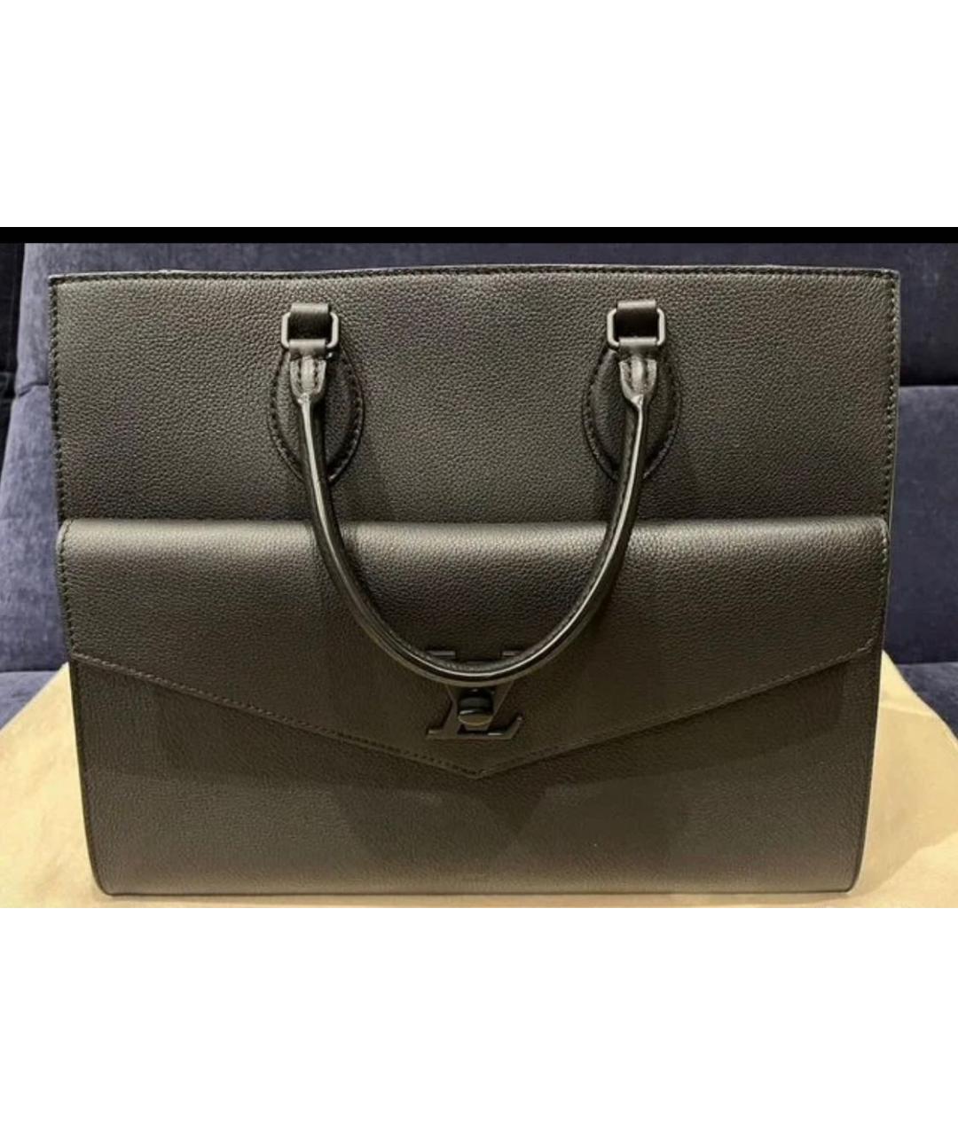 LOUIS VUITTON Черная кожаная сумка тоут, фото 6