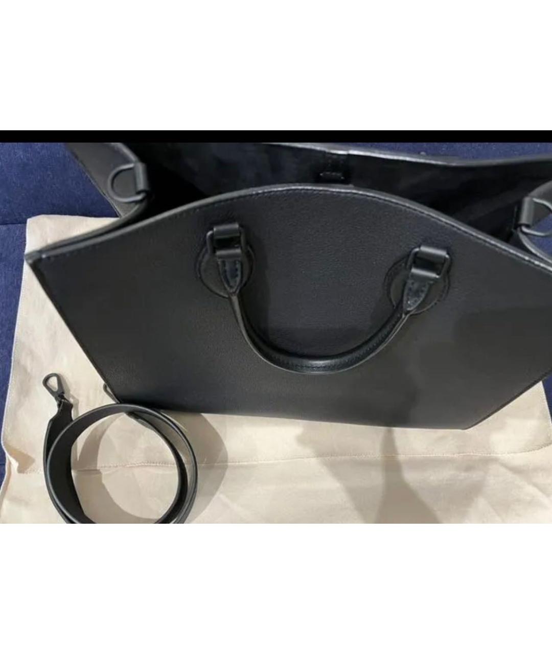 LOUIS VUITTON Черная кожаная сумка тоут, фото 4