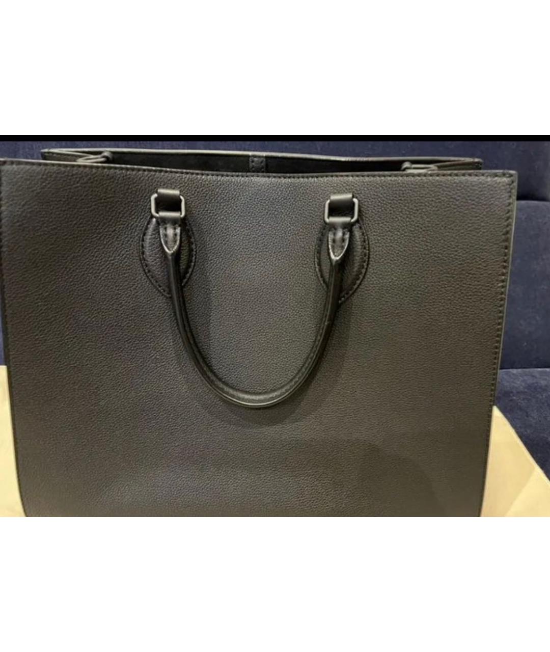 LOUIS VUITTON Черная кожаная сумка тоут, фото 3