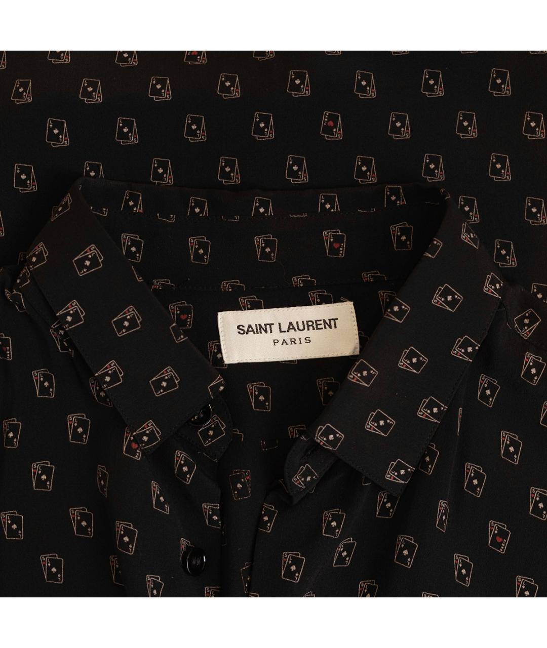 SAINT LAURENT Черная шелковая кэжуал рубашка, фото 3